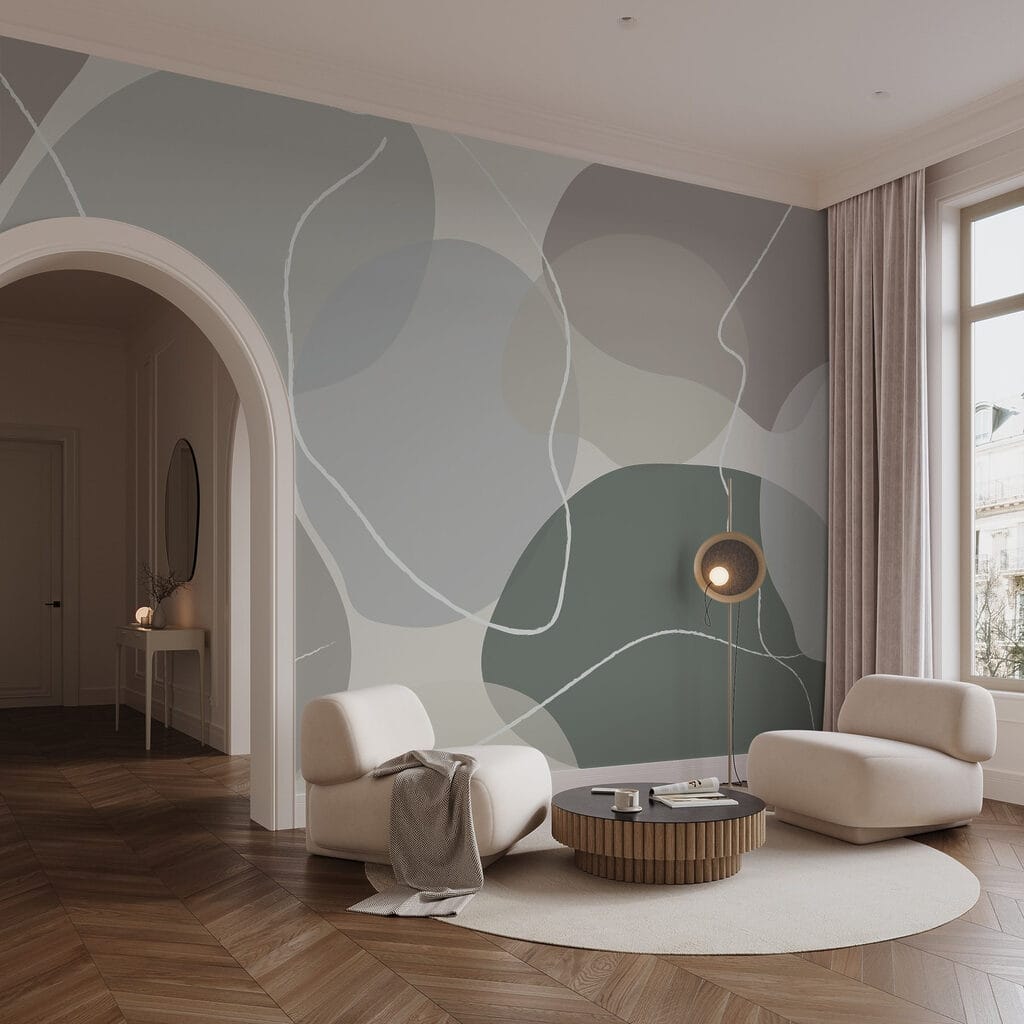 Farbkiesel mit weißen Linien in einem Interieur