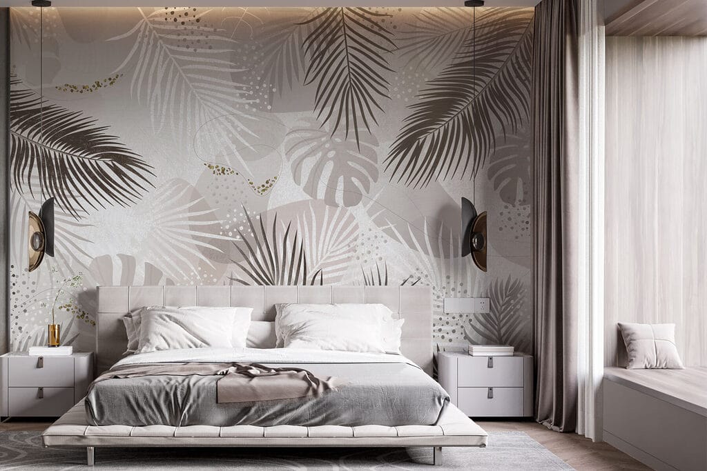 Grafische Palmwedel in einem Interieur