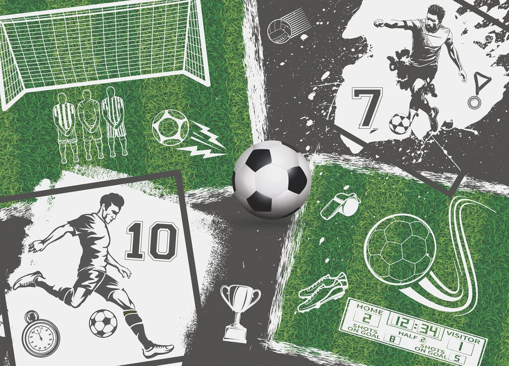 Grün-schwarze Fußballwelt — ganzes Design