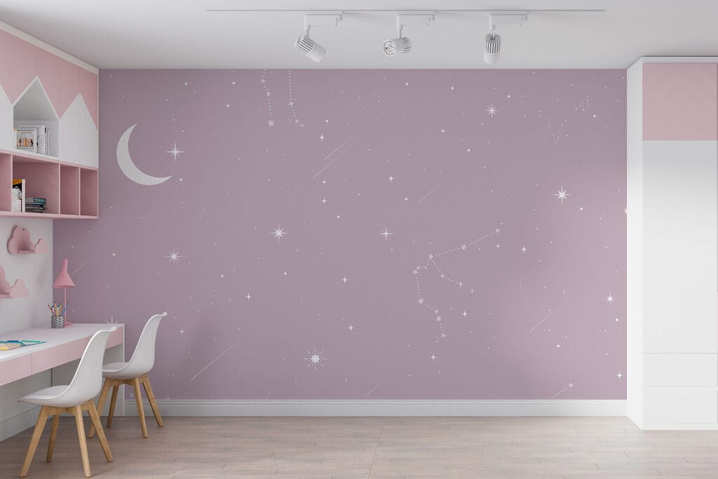 Mond und Sternbilder in einem Interieur