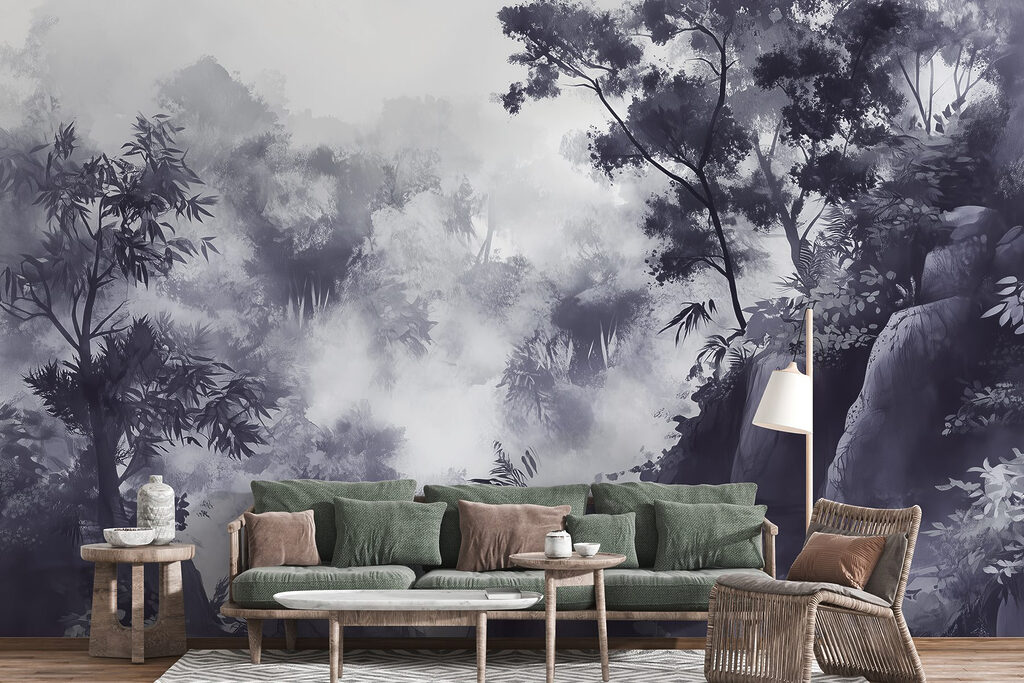 Nebliger Wald mit Felsen — Interieur 3