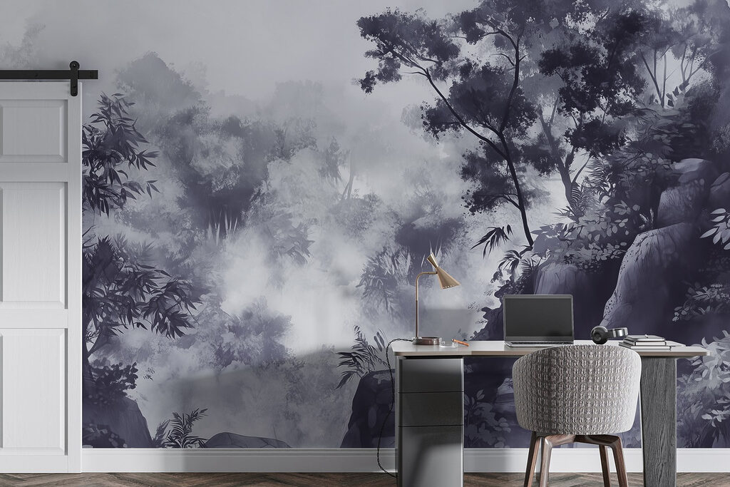 Nebliger Wald mit Felsen — Interieur 4