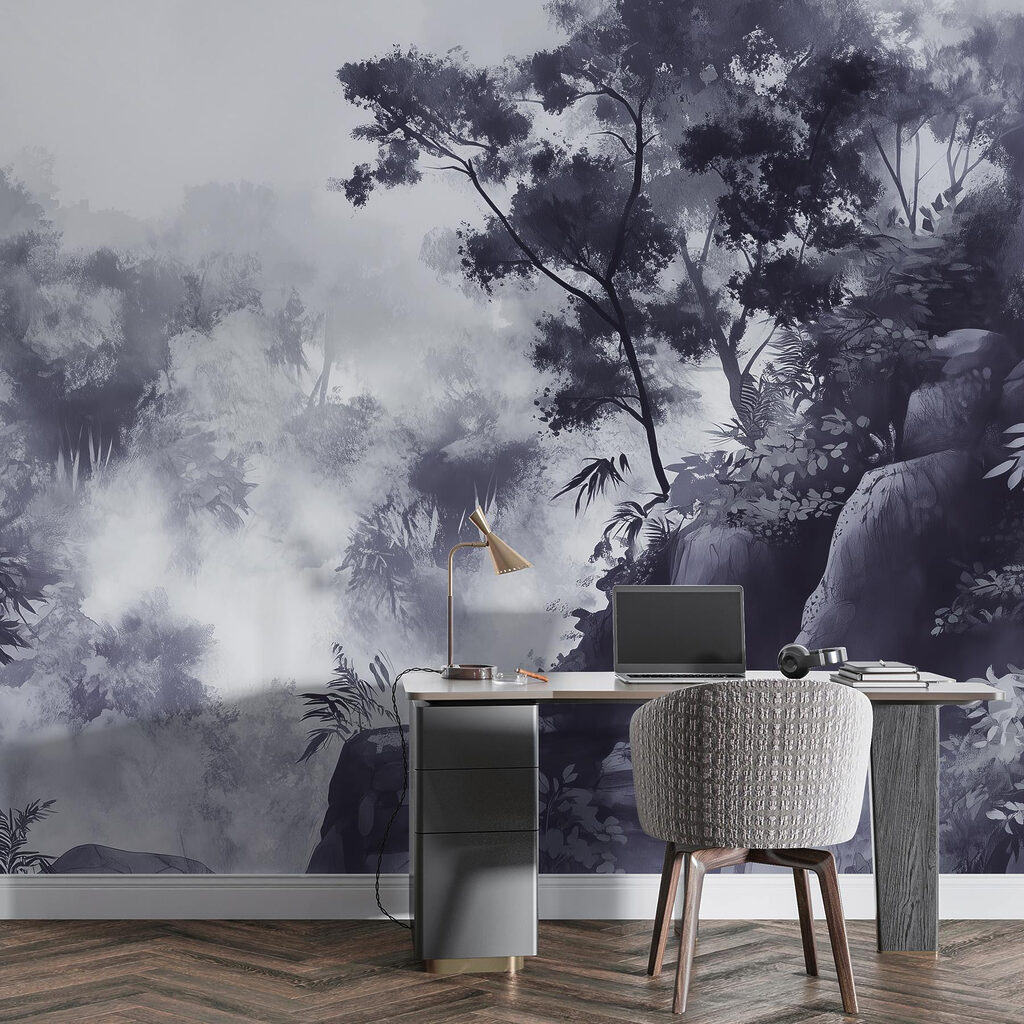 Nebliger Wald mit Felsen — Interieur 5