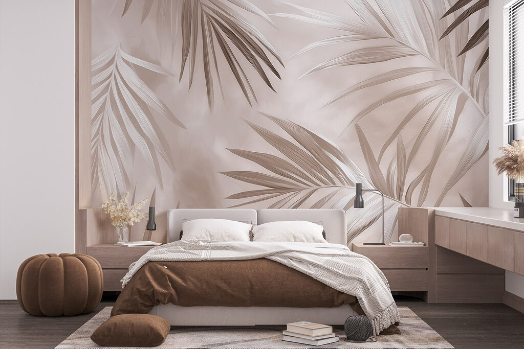 Schattenhafte Palmwedel in einem Interieur