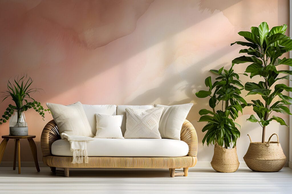 Farbwolken in Aquarell in einem Interieur