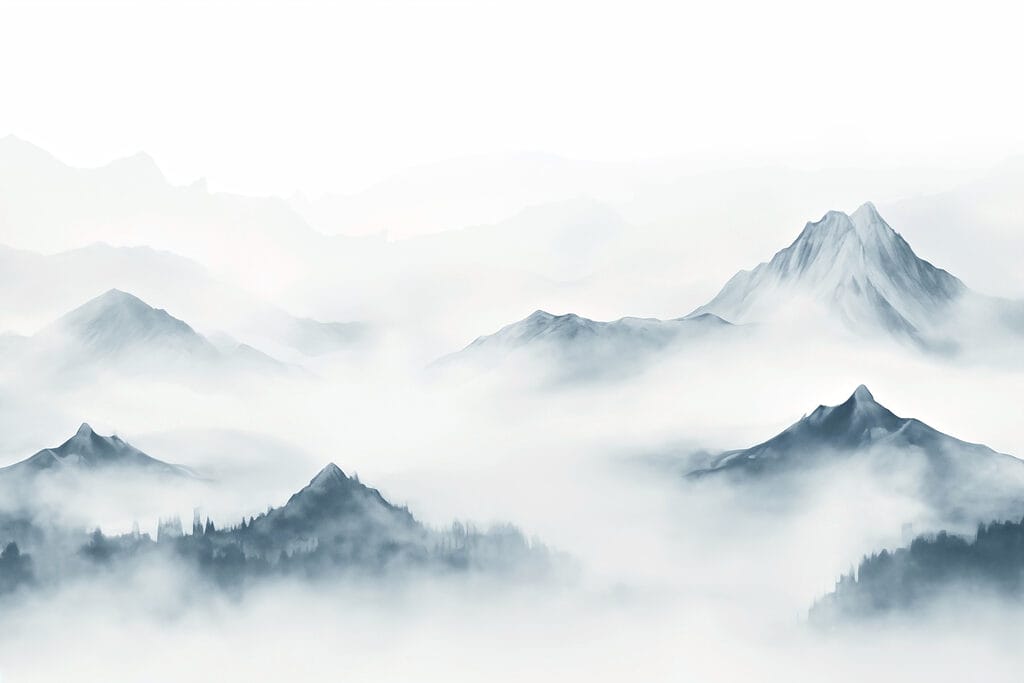 Gipfel über dem Talnebel — ganzes Design
