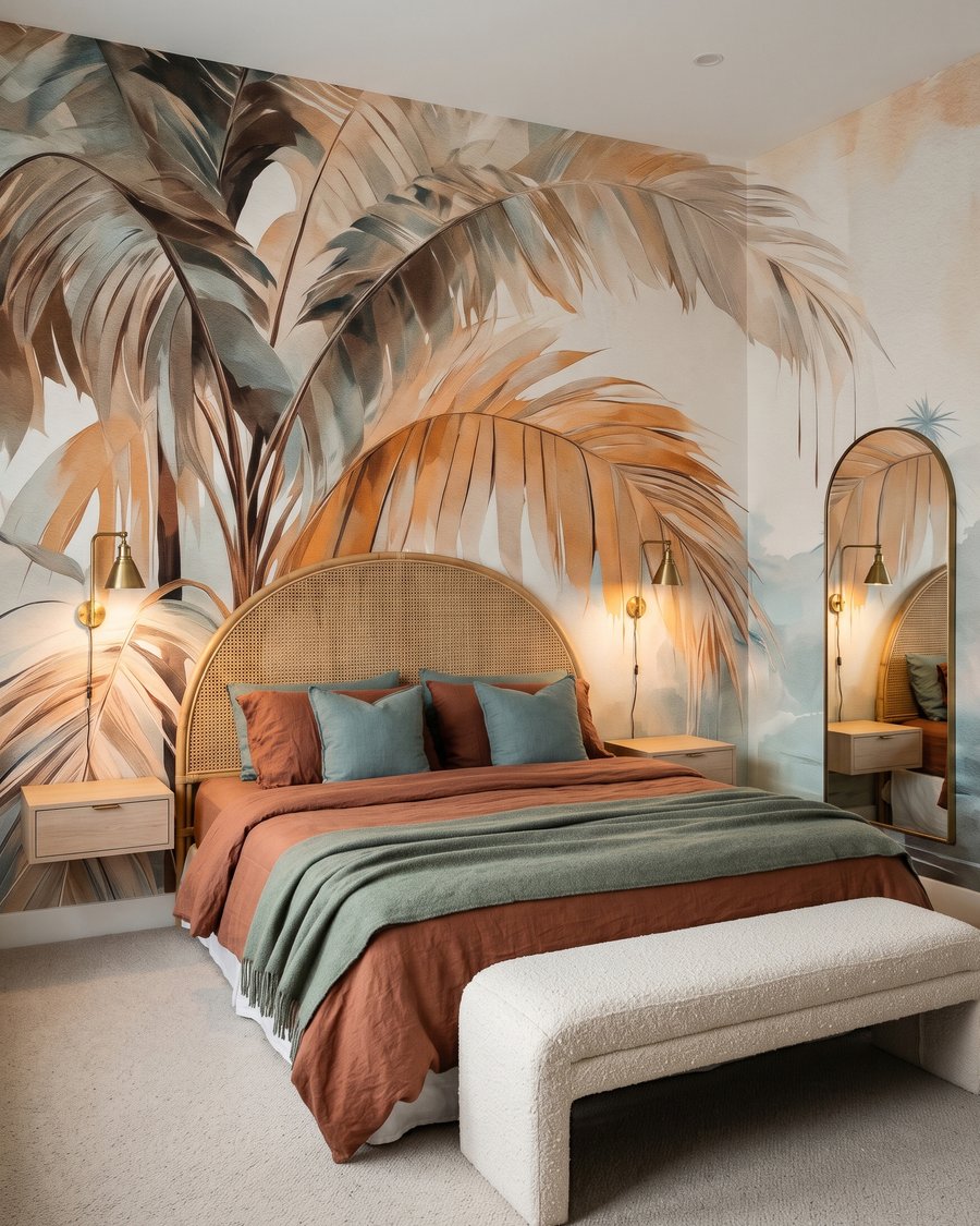 Goldene Palme am Wasser in einem Interieur