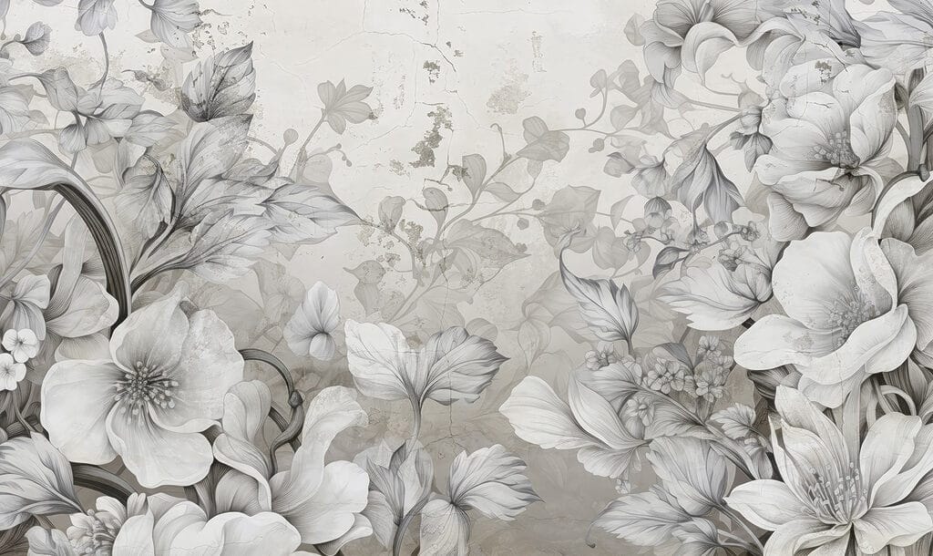 Blumen im Gravurstil — ganzes Design