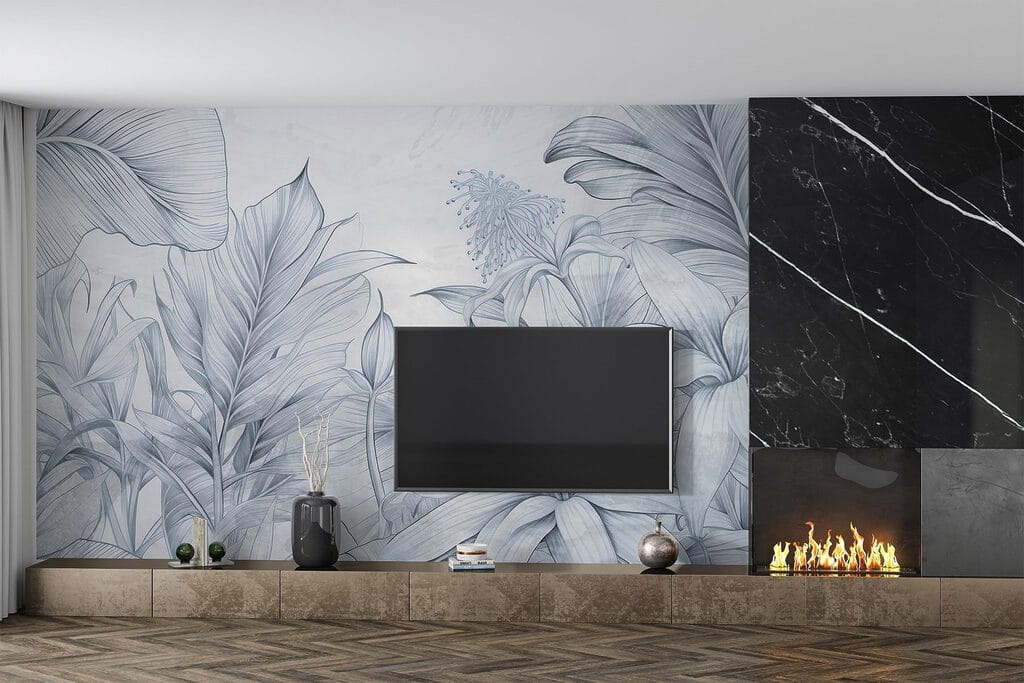 Tropenpflanzen in feiner Schraffur — Interieur 2