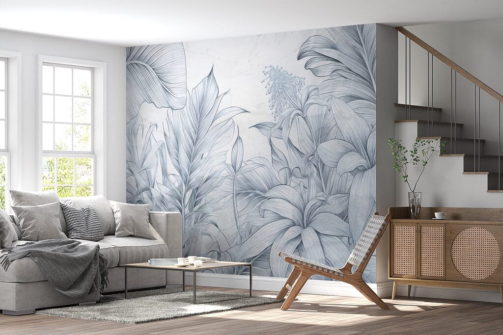 Tropenpflanzen in feiner Schraffur — Interieur 3