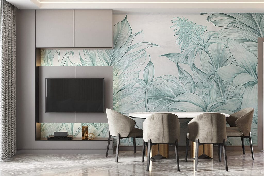 Tropenpflanzen in feiner Schraffur — Interieur 1