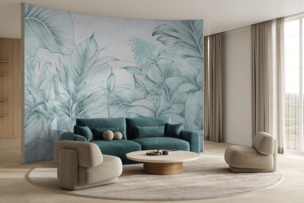 Tropenpflanzen in feiner Schraffur — Interieur 2