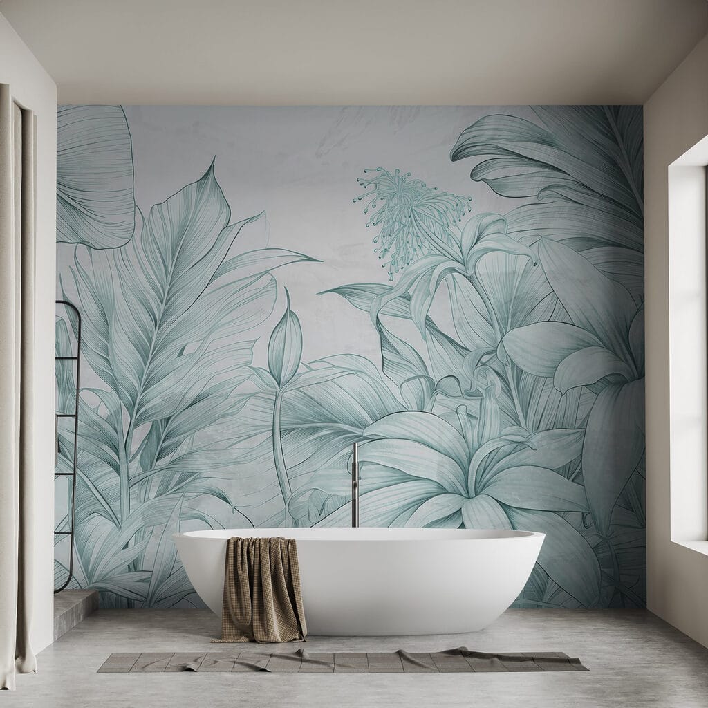 Tropenpflanzen in feiner Schraffur — Interieur 3