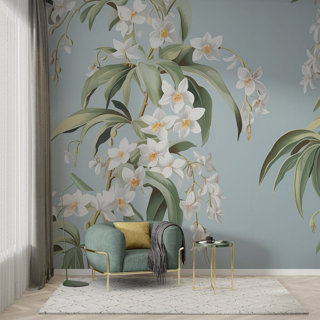 Weiße Blütentrauben auf Blau — Interieur 1