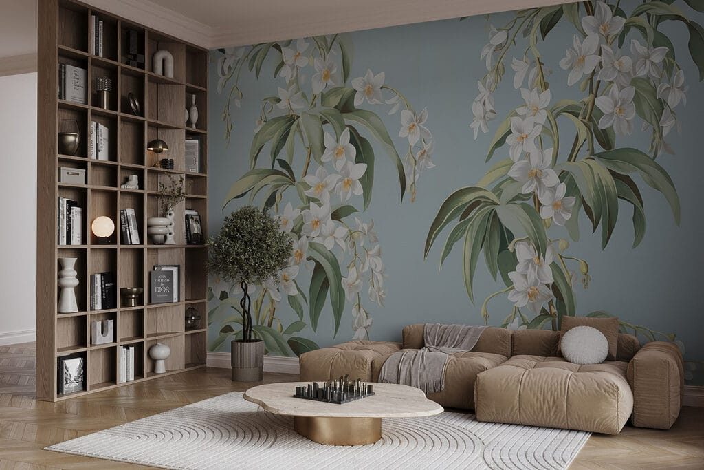 Weiße Blütentrauben auf Blau — Interieur 2
