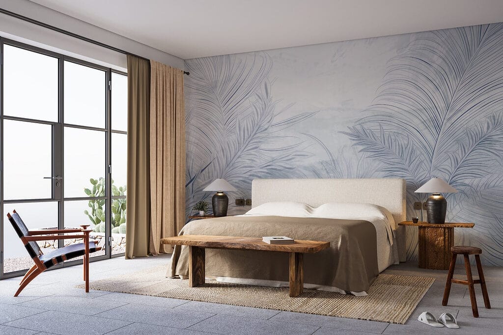 Palmwedel im Dunst in einem Interieur