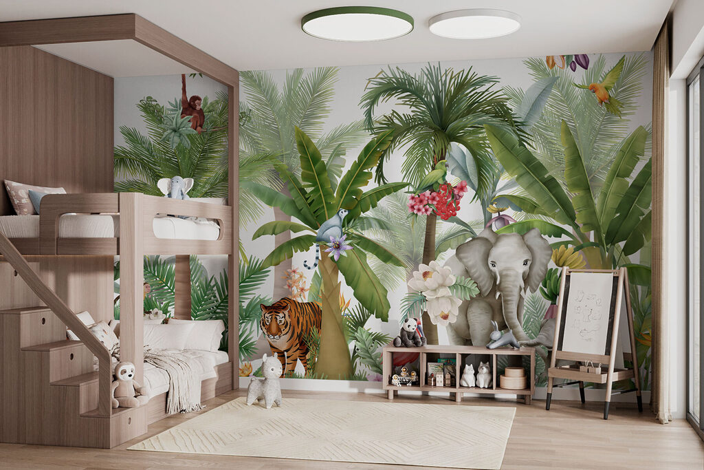 Dschungeltiere unter Palmen — Interieur 1