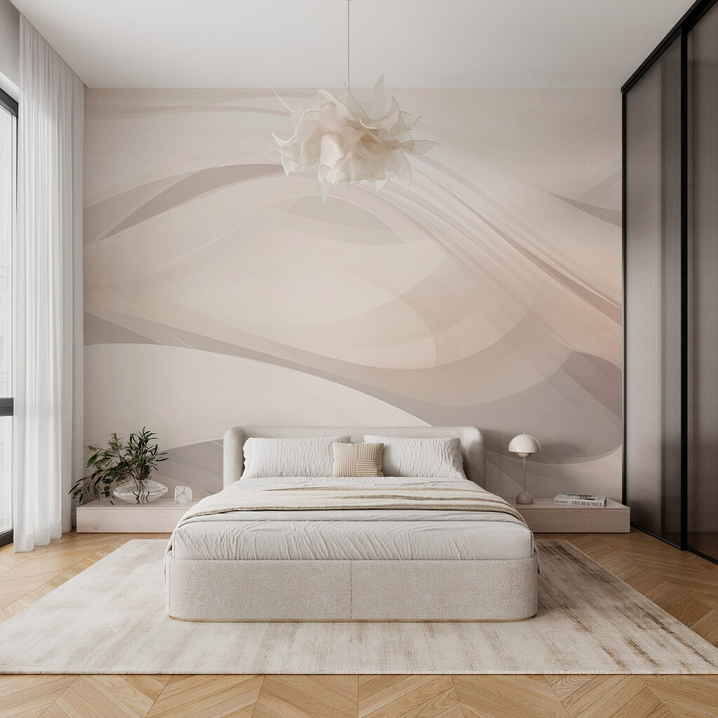 Fließende helle Bahnen in einem Interieur
