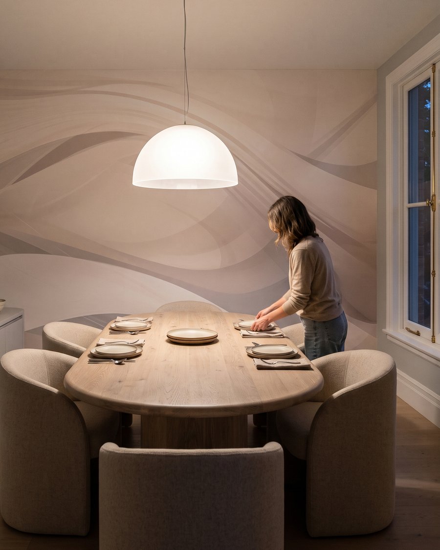 Fließende helle Bahnen in einem Interieur