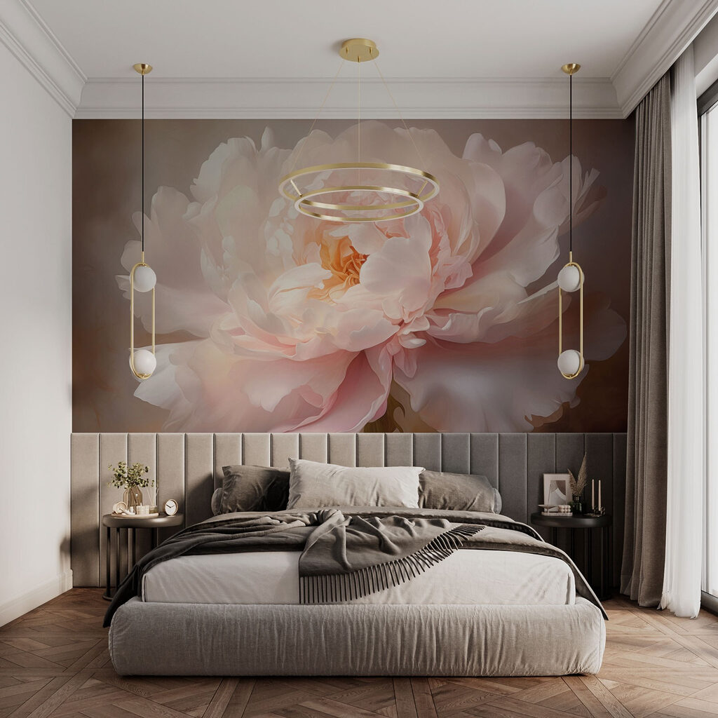 Rosa Blüte im Licht in einem Interieur