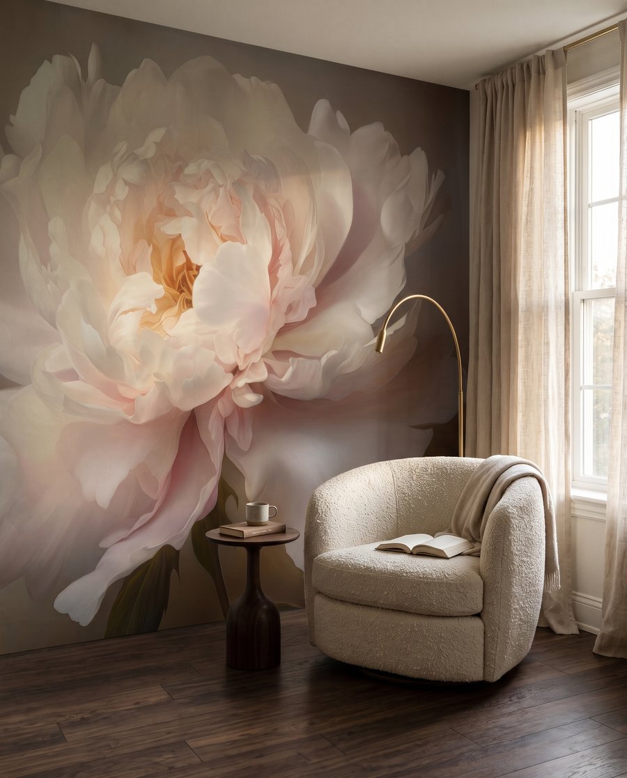 Rosa Blüte im Licht in einem Interieur