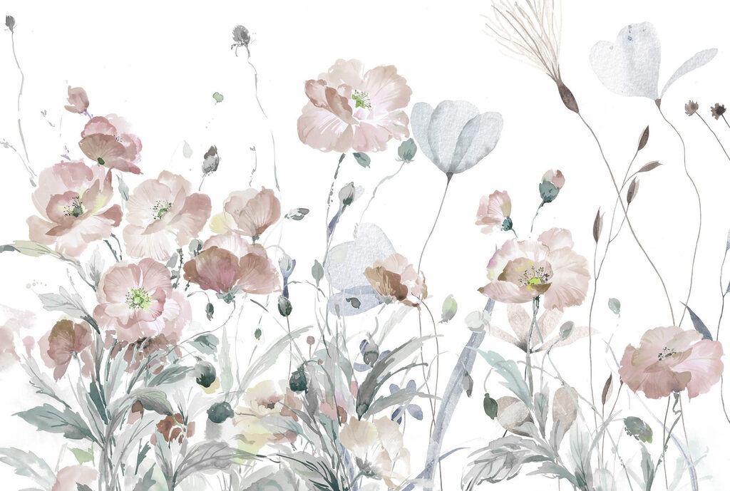 Blumenwiese in Aquarell — ganzes Design