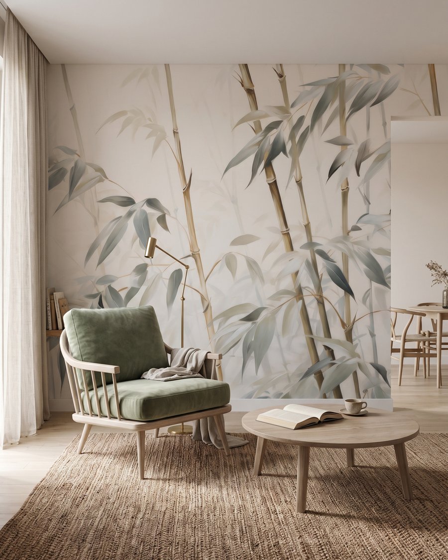 Bambus auf hellen Lagen in einem Interieur