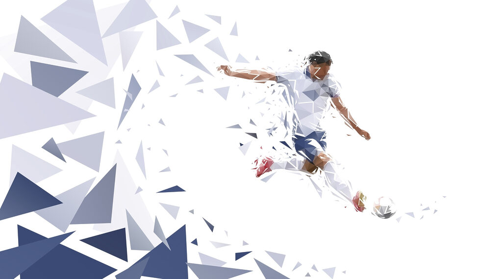Fußballer in blauen Scherben — ganzes Design