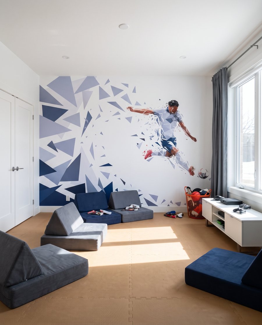Fußballer in blauen Scherben — Interieur 2