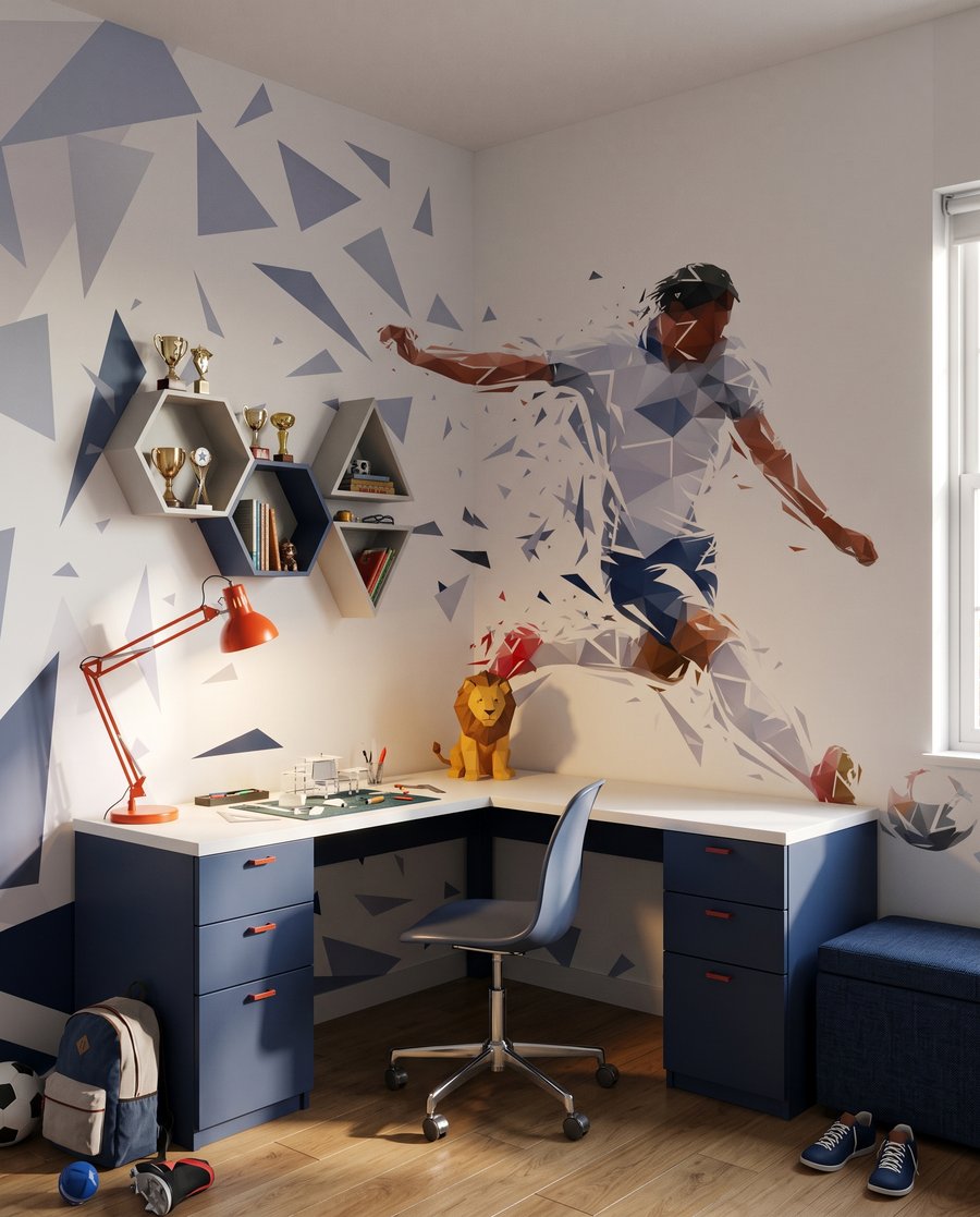 Fußballer in blauen Scherben — Interieur 3