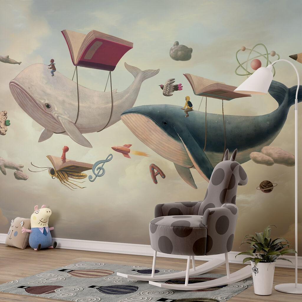 Wale zwischen Büchern — Interieur 1