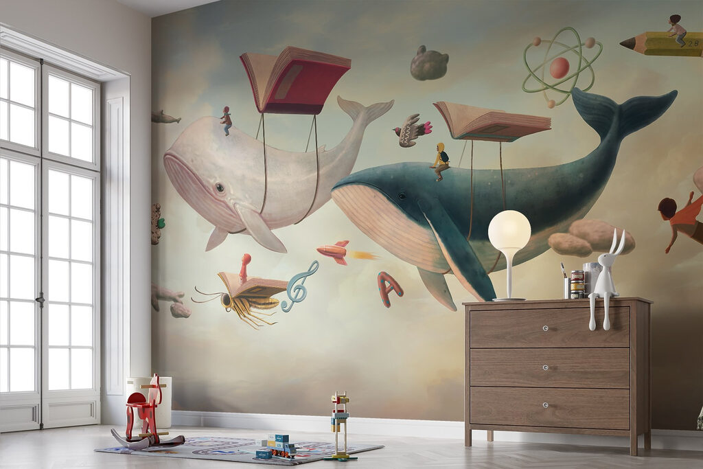 Wale zwischen Büchern — Interieur 2