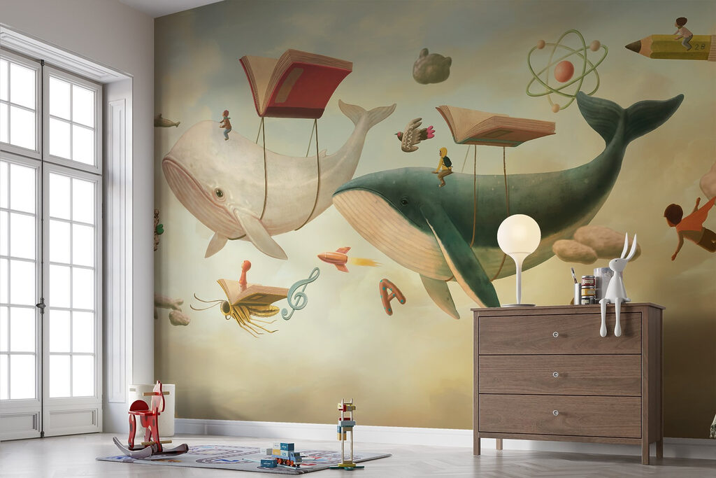 Wale zwischen Büchern — Interieur 2