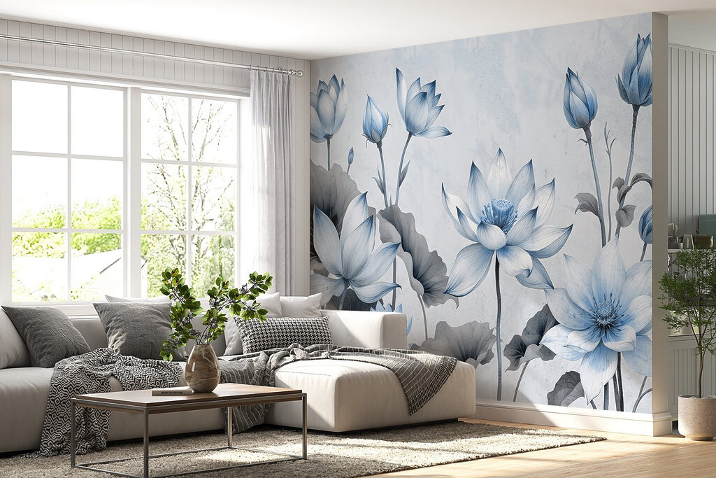 Lotusblüten in feinen Linien — Interieur 4