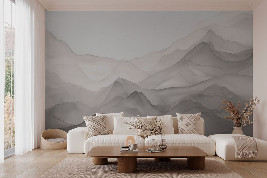 Durchscheinende Bergketten in einem Interieur