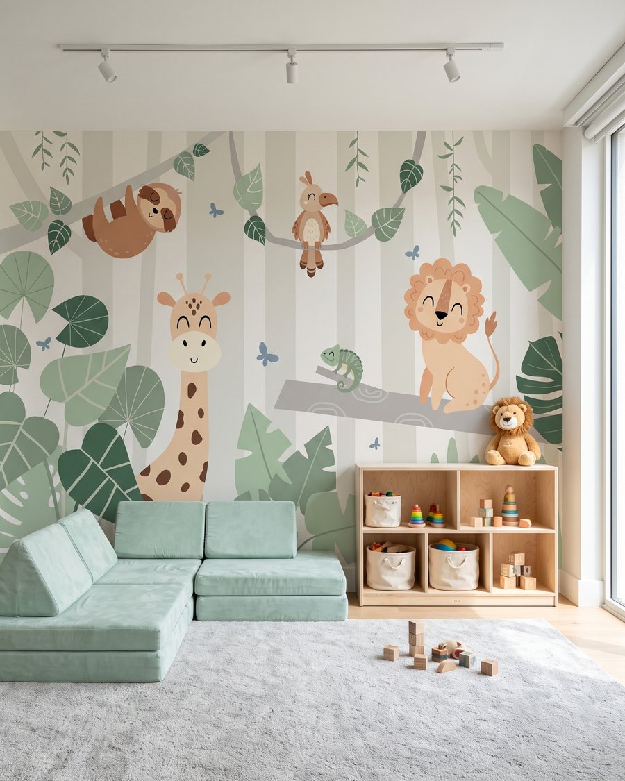Dschungelfreunde zwischen großen Blättern — Interieur 1