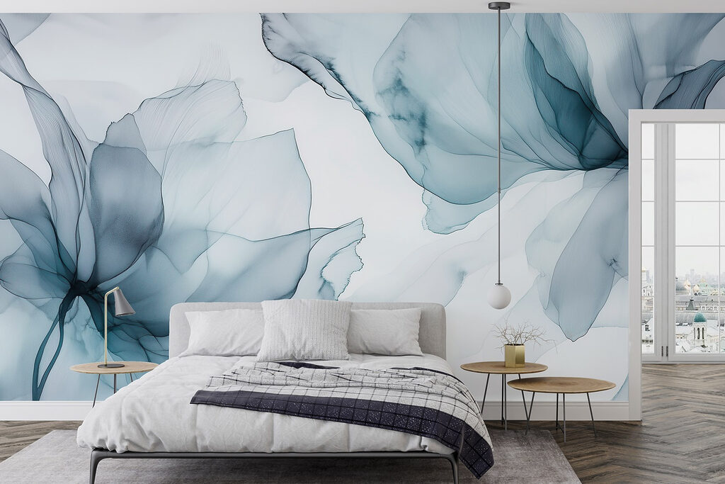 Zwei Blüten wie Farbrauch in einem Interieur