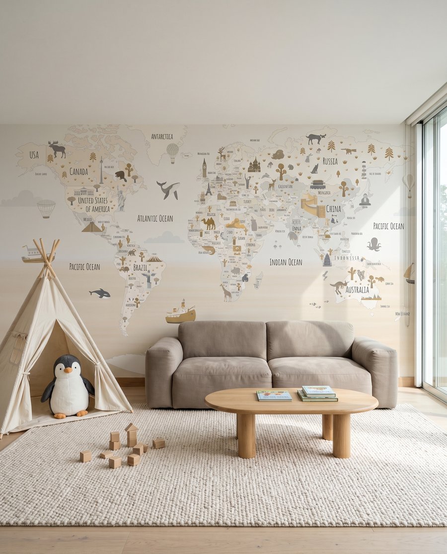 Tiere der Welt in einem Interieur