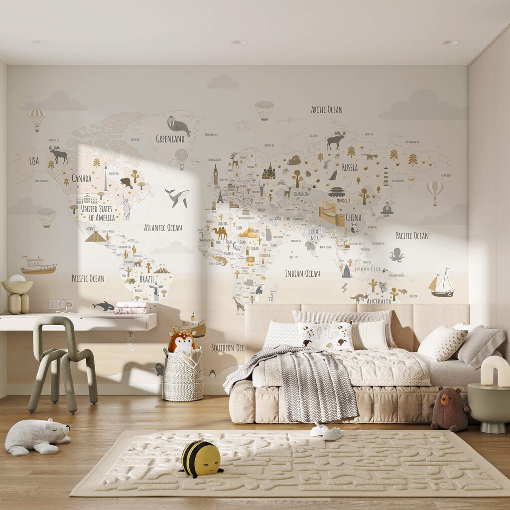 Tiere der Welt in einem Interieur
