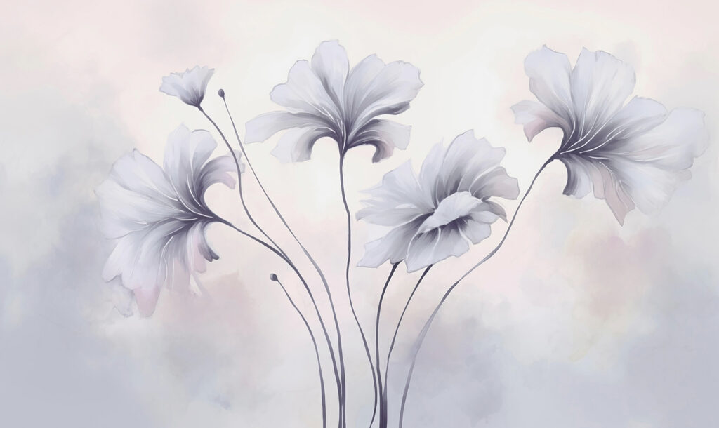 Blüten an langen Stielen — ganzes Design