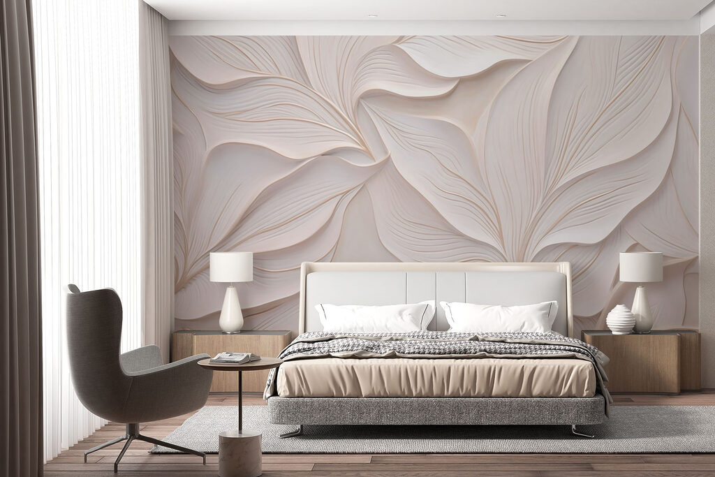 Sanft gefaltete Blätter in einem Interieur