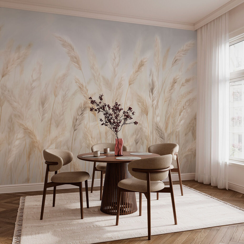 Blasse Grasrispen in einem Interieur