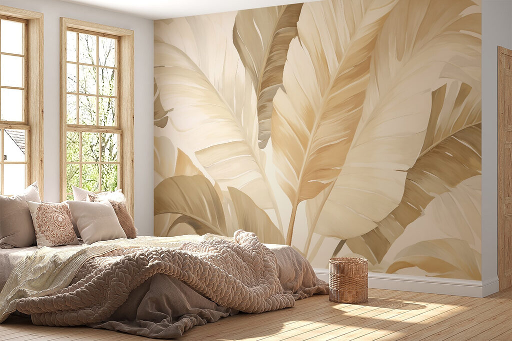 Blätter in cremigem Glanz in einem Interieur