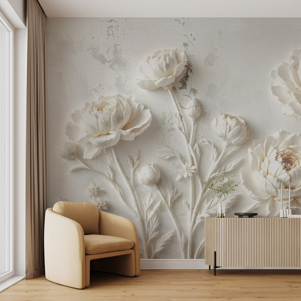 Blüten in Schichten in einem Interieur