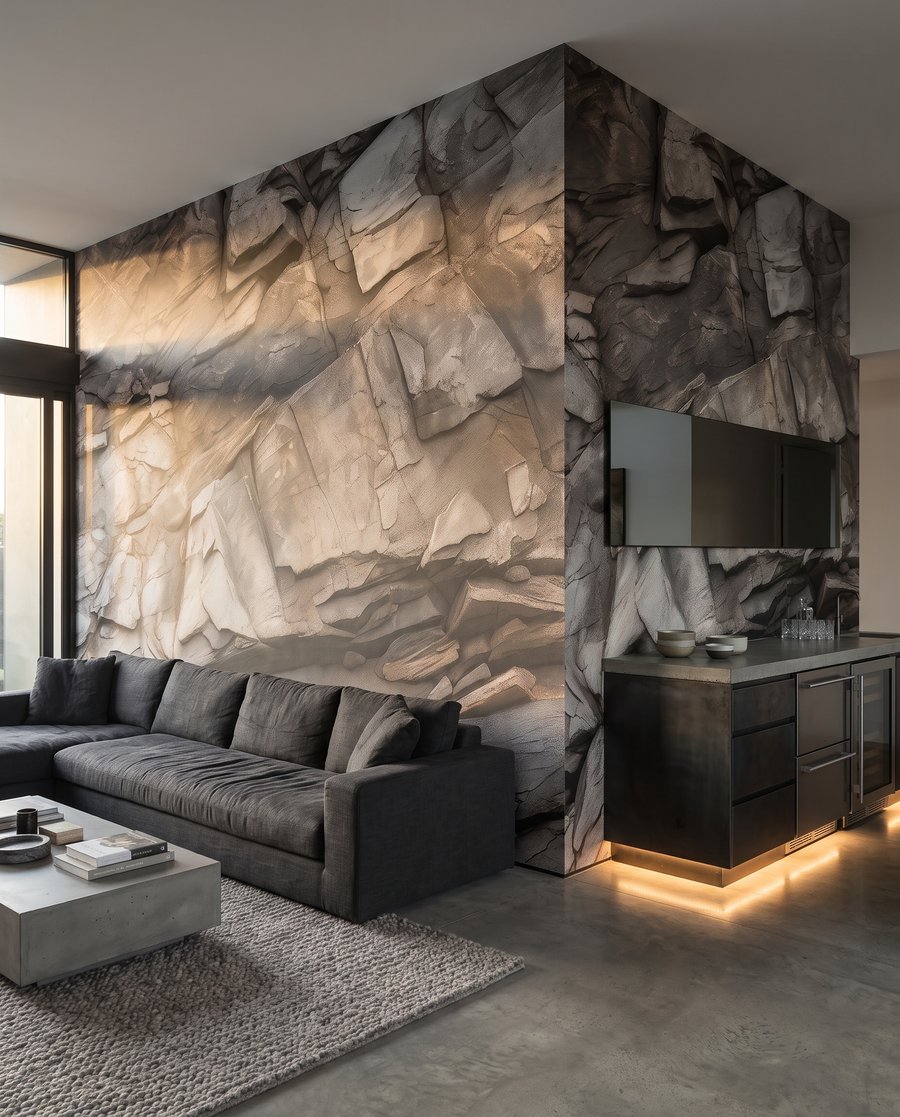 Raue Felsschichten in Grau — Interieur 3