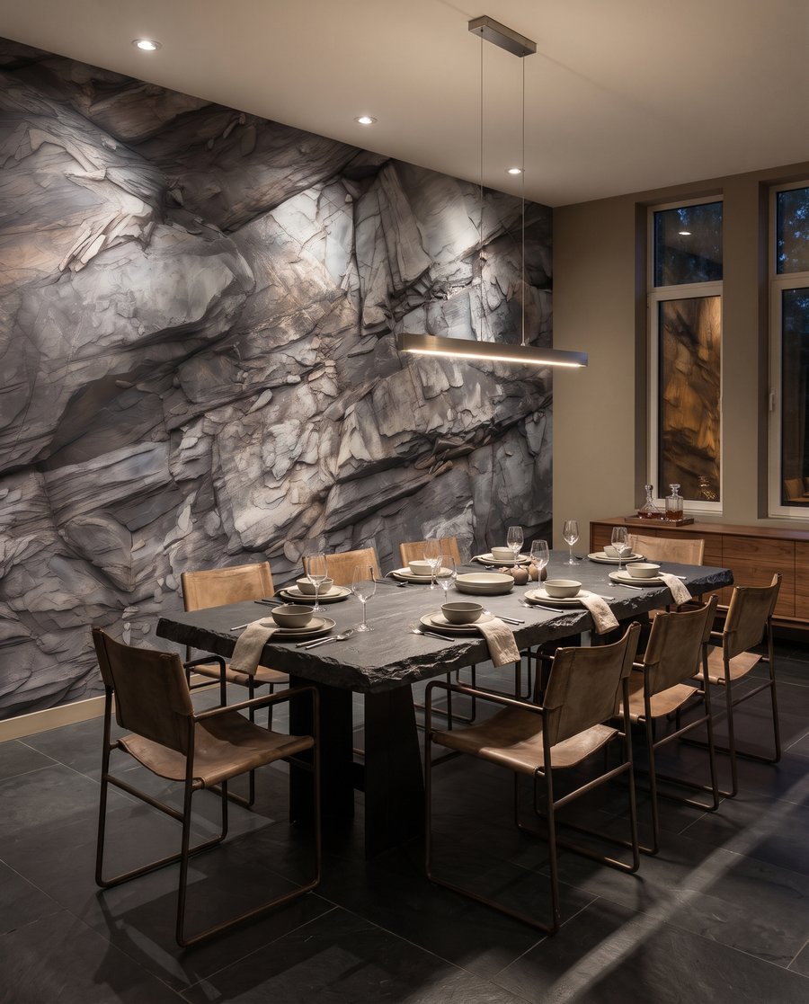 Raue Felsschichten in Grau — Interieur 8