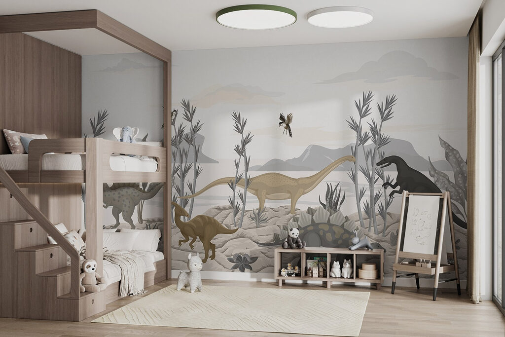 Dinosaurier im Tal in einem Interieur