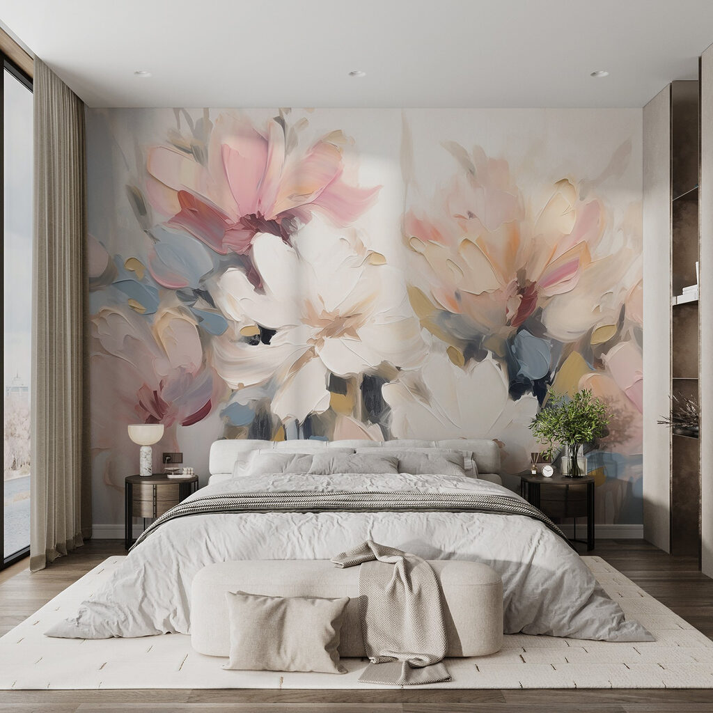 Blumen in lockeren Farbtupfen in einem Interieur