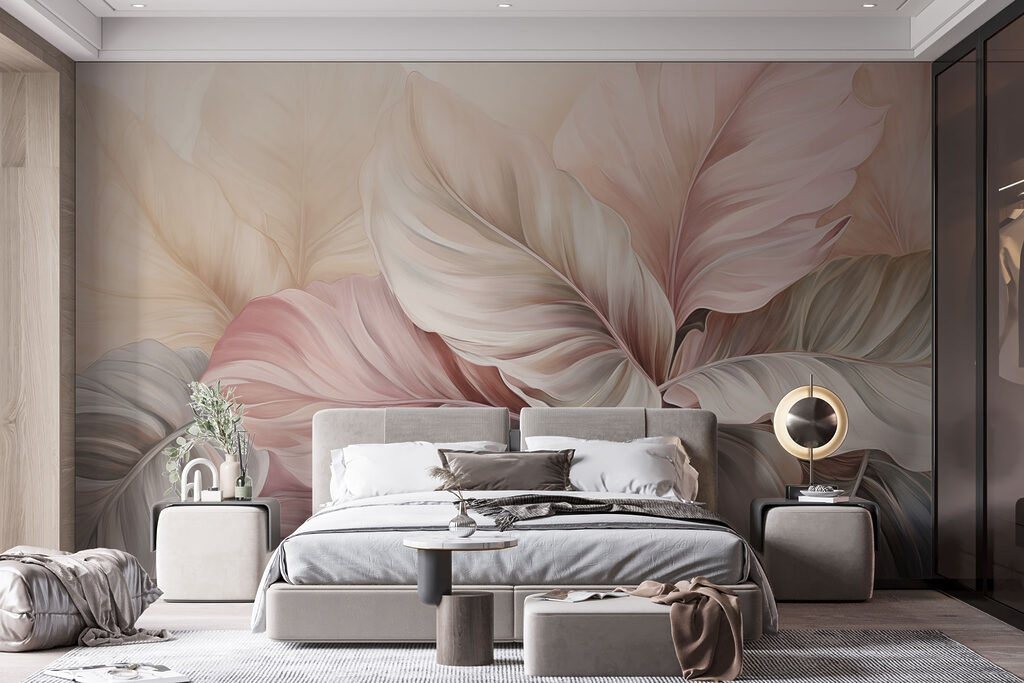Rosa-cremefarbener Fächer in einem Interieur