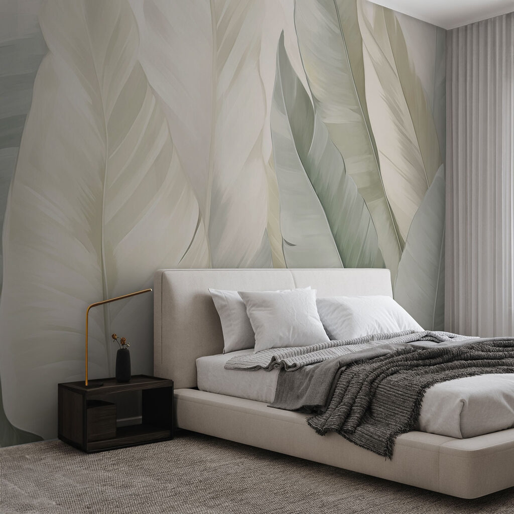 Helle Blätter nebeneinander in einem Interieur
